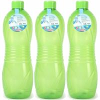 Plasticforte Drinkfles/waterfles/bidon - 3x - 1500 ml - transparant/groen - kunststof