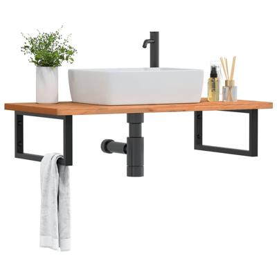 Badkamer wandschap staal en massief beukenhout