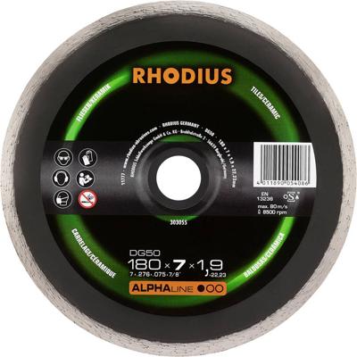 Rhodius 303055 Diamanten doorslijpschijf 180 mm 1 stuk(s) Tegels, Keramiek
