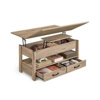Verstelbare salontafel met lades en verborgen opbergruimte, Kameelbruin
