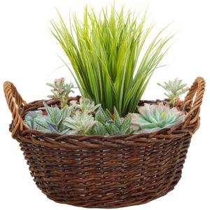 Mega Collections aardappelmand/plantenmand - Santa Fe - met handgreep - rotan - B29 x H13 cm