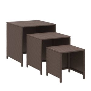 vidaXL Tafeltjesset 3 st poly rattan bruin