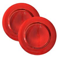 Onderborden - 4x - rood - 33 cm - kunststof - Diner borden - kerstdiner dinerborden