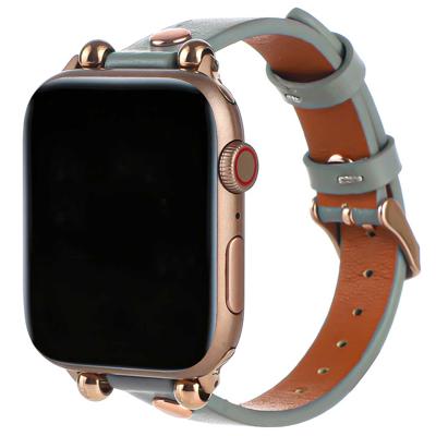 Apple Watch Leren Slim Band - Blauw - 44, 45, 46 & 49mm Apple Watch Leren Slim Band - Blauw - 44, 45, 46 & 49mm