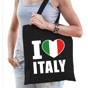 Katoenen Italie tasje I love Italy zwart