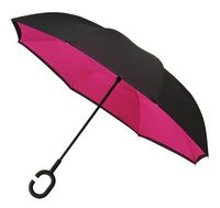 IMPLIVA Inside Out Zwart, Roze Glasvezel Polyester Volledig formaat Paraplu