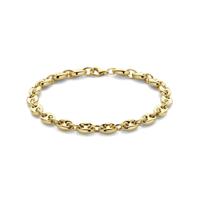14k Gouden Koffieboon Armband 6 mm - 19 cm met Karabijnsluiting