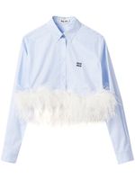 Miu Miu chemise à détails de plumes - Bleu