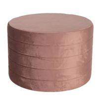 Clayre & Eef Poef Ø 60x40 cm Roze Hout Textiel Rond Hocker