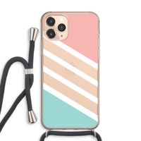 Strepen pastel: iPhone 11 Pro Max Transparant Hoesje met koord