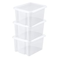 4x stuks kunststof opbergboxen/opbergdozen wit transparant L44 x B36 x H25 cm stapelbaar