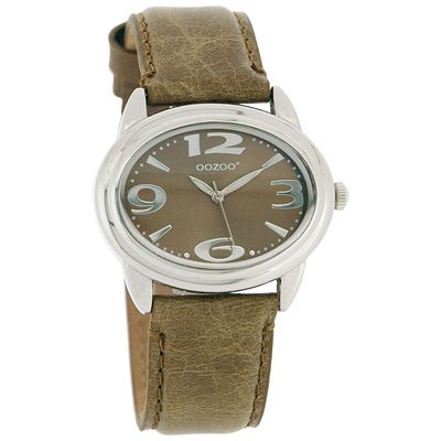 OOZOO JR197 Horloge Junior staal-leder zilverkleurig-bruin 30 mm