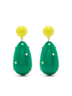 Eshvi boucles d'oreilles pendantes à design bicolore - Vert
