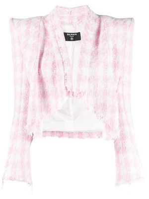 Balmain veste en tweed à motif pied-de-poule - Blanc