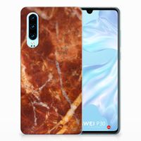 Huawei P30 TPU Siliconen Hoesje Marmer Bruin