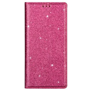 Samsung Galaxy A22 5G hoesje - Bookcase - Pasjeshouder - Portemonnee - Glitter - TPU - Roze