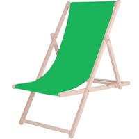 Ligbed Strandstoel Ligstoel Verstelbaar Beukenhout Handgemaakt Groen - thumbnail