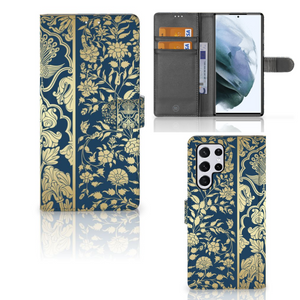 Samsung Galaxy S22 Ultra Hoesje Beige Flowers