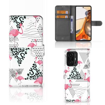 Xiaomi 11T | 11T Pro | Telefoonhoesje | Met pasjeshouder | Flamingo Triangle