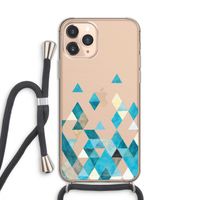 Gekleurde driehoekjes blauw: iPhone 11 Pro Transparant Hoesje met koord
