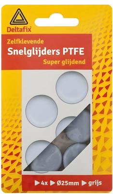 Teflonglijders rond 25mm grijs 4st - Deltafix