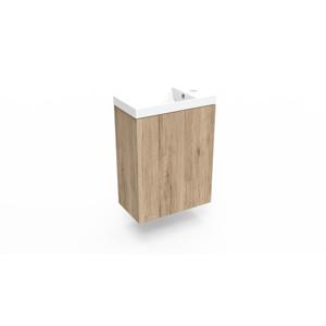 Fonteinkast Canyon Oak Arcqua Luna 40x55x28 cm Incl. Fontein Glans Wit Met Overloop Arcqua