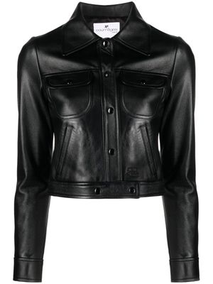 Courrèges veste crop en cuir - Noir