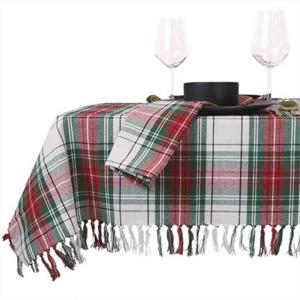 Unique Living - Tafelkleed Xmas Tartan - 150x300cm - White