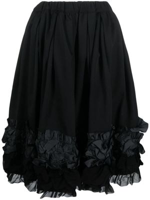 Comme Des Garçons Comme Des Garçons jupe superposée en tulle à appliques fleurs - Noir