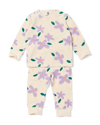 HEMA Babypyjama velvet bloemen gebroken wit (gebroken wit)