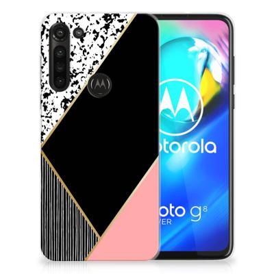 Motorola Moto G8 Power | TPU Hoesje | Zwart Roze Vormen