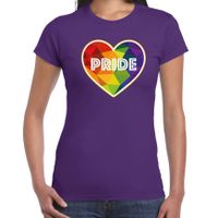 Bellatio Decorations Gay Pride shirt - pride hartje - regenboog - dames - paars 2XL  - - thumbnail