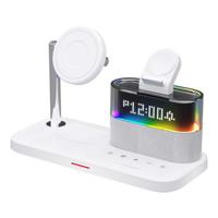 5-in-1 magnetisch draadloos oplaadstation met wekker en nachtlampje - iPhone, AirPods, Apple Watch - Wit