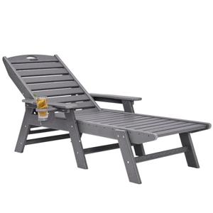 VEVOR ligstoel ligstoel relaxligstoel strandligstoel HDPE tot 204kg grijs