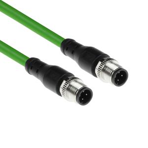 ACT SC4462 Industriële Sensor Kabel | M12D 4-Polig Male naar M12D 4-Pin Male | Superflex Xtreme TPE kabel | Afgeschermd | IP67 | Groen | 5 meter
