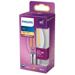 Philips LED Kaars Transparant - 60 W - E14 - warmwit licht