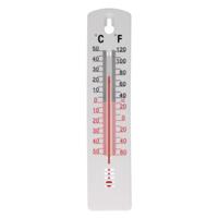 Gerimport Thermometer - kunststof - 20 x 4 cm - wit - tot 50 graden Celsius