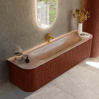 Badmeubel Mondiaz Kurve-Dlux | 170 cm | Meubelkleur Ruby | Wastafelkleur Saba | Solid surface | Wasbak midden spoelbak | 1 kraangat Badmeubel Mondiaz Kurve-Dlux | 170 cm | Meubelkleur Ruby | Wastafelkleur Saba | Solid surface | Wasbak midden spoelbak | 1 kraangat