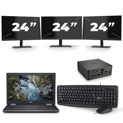 Dell Precision 7530 - Intel Core i7-8e Generatie - 15 inch - 16GB RAM - 256GB SSD - Windows 11 + 3x 24 inch Monitor