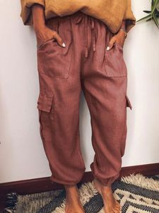 Casual Pockets Cotton-Blend Pants