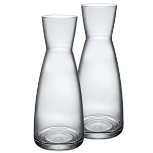 Drank/water karaf of kleine vaas - 2x stuks - glas - transparant - D10 cm x H25 cm - 1000 ML