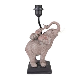 Clayre & Eef Lampenvoet Olifant 21x14x36 cm Grijs Bruin Kunststof Lampvoet Grijs Lampvoet