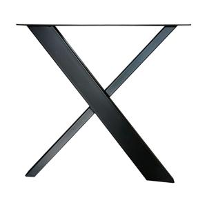 Stalen design X poot 70 bij 17 cm en hoogte 72 cm zwart (10 x 4 cm)