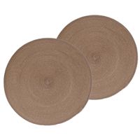 Set van 8x stuks placemats gevlochten kunststof taupe 38 cm - thumbnail