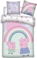Peppa & George Pig peuterdekbedovertrek roze 100 x 135 cm Katoen