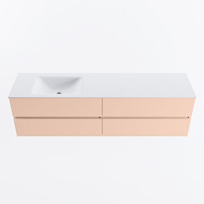 MONDIAZ VICA 180cm badmeubel onderkast Rosee 4 lades. Wastafel CLOUD links zonder kraangat, kleur Talc.