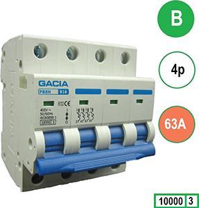 Installatieautomaat 63A B kar 4p GACIA - 4517836