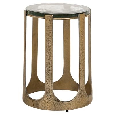 Richmond Ronde Bijzettafel 'Rixo' Glas en brushed gold, 37cm