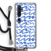 Blauwe golven: Xiaomi Mi Note 10 Pro Transparant Hoesje met koord