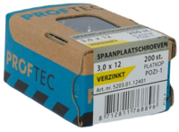 Proftec Spaanplaatschroef Vz Pk PZ1 3.0X12 | 200 stuks - 5203.01.12401